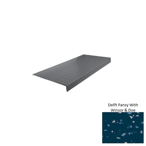 Spextones Delft Pansy With Winsor & Doe Type 800 Distinct Designs Rubber - 12 1/4" X 72" Stair Tread - Raised Square Design