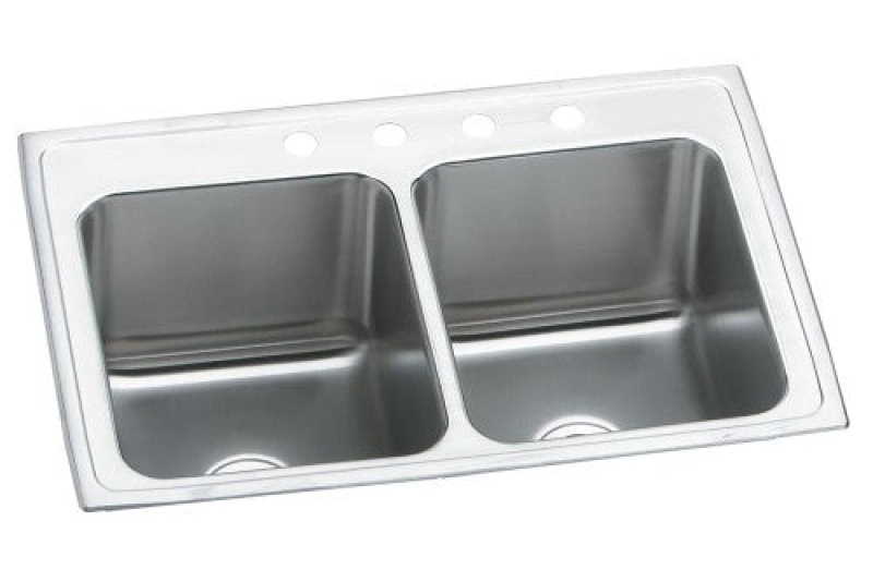 Dlr2519103 Lustertone Classic Stainless Steel Drop In Double Bowl Kitchen Sink - 25" X 19 1/2" X 10 1/8" With 3 Holes - Stainless Steel