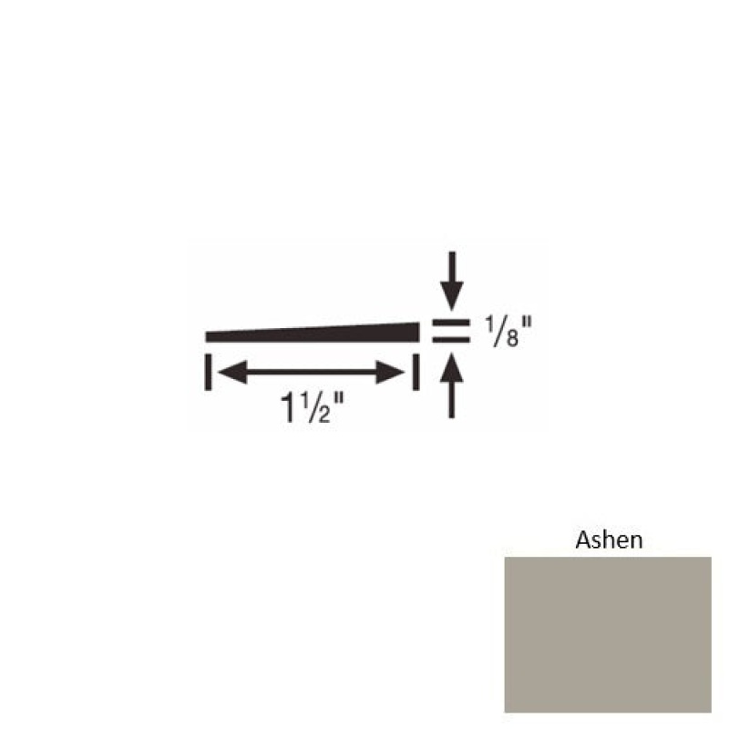 Solid 45 Ashen Rubber Reducer Strip - 1 1/2" X 9 Ft (108") X 1/8"