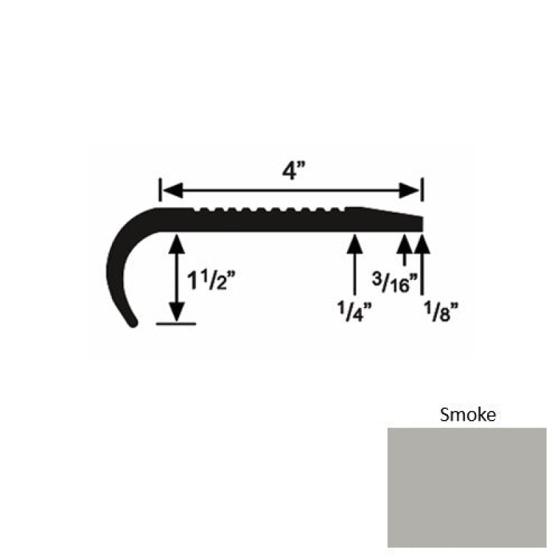 Solid 02 Smoke Rubber Commercial Stair Nosing