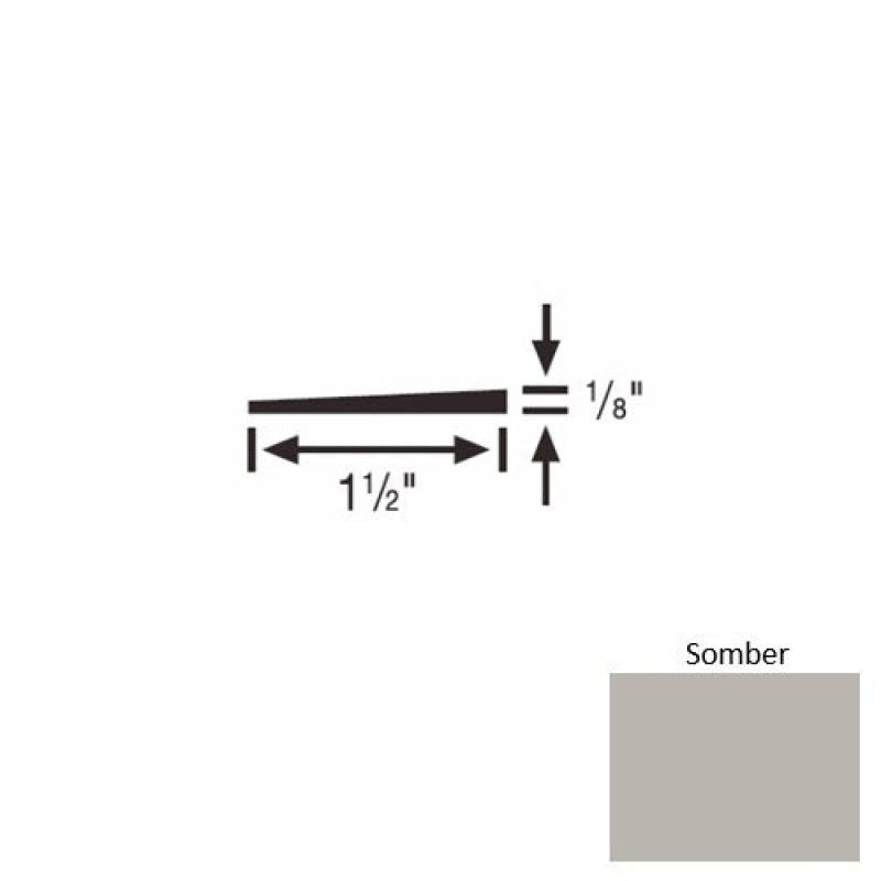 Solid 45 Somber Rubber Reducer Strip - 1 1/2" X 9 Ft (108") X 1/8"