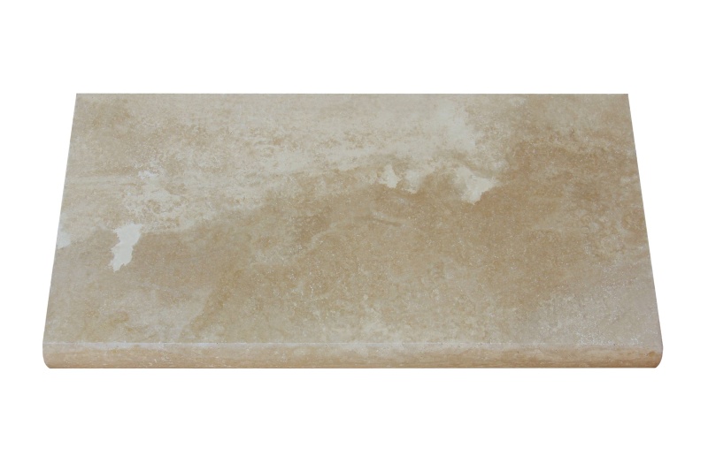 Ivory Cross Cut Travertine Bullnose Pool Coping - Unfilled & Honed
