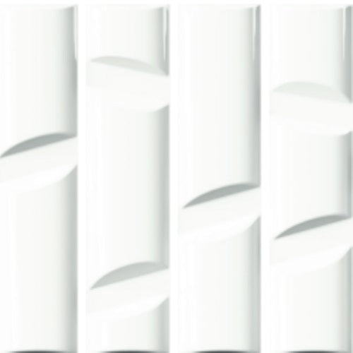 Idiosync Stare White Elavated Ceramic Tile - Glossy - 4" X 16"