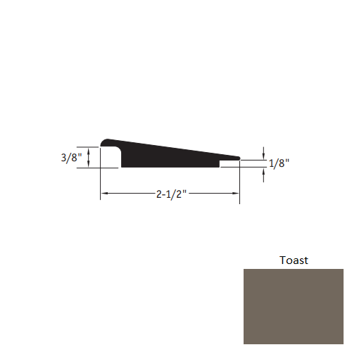 Johnsonite Toast Vinyl Moulding / Trim - 2 1/2" X 12 Ft (144") X 3/8" - 1/8" Wheeled Traffic Transition - Wheeled Traffic Transition