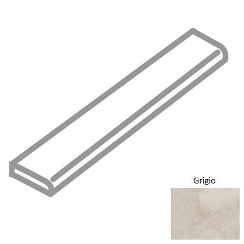 Pulpis Grigio Porcelain Floor & Wall Trim - 4" X 24" Flat Top Bullnose - Honed