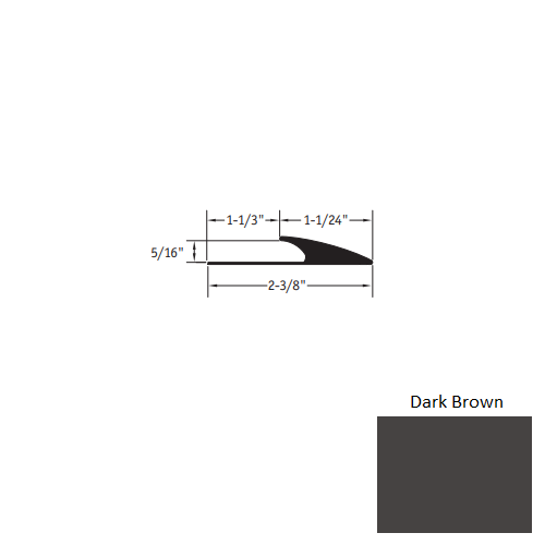 Johnsonite Dark Brown Vinyl Moulding / Trim - 1 1/24" X 12 Ft (144") X 5/16" Edge Guard - Edge Guard