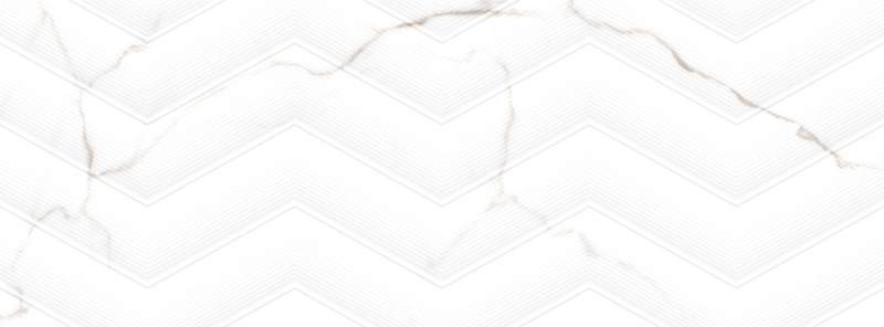 Sculpture White Chevron Ceramic Tile - Glossy - 13" x 36"