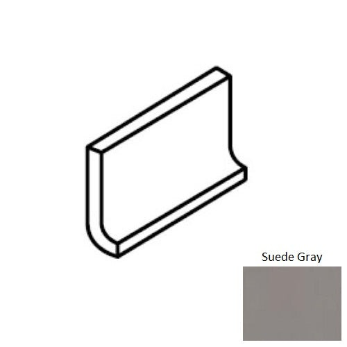 Color Wheel Classic Suede Gray Ceramic Wall Trim - 3" X 6" Flat Top Cove Base