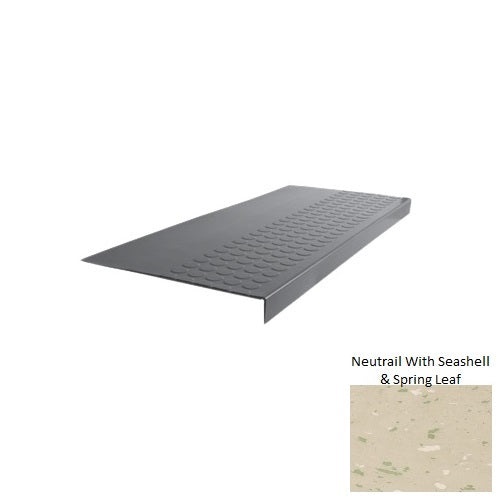 Spextones Neutrail With Seashell & Spring Leaf Type 701E Distinct Designs Rubber - 15" X 72" Stair Tread - Rgt Radial Ii Raised Disc Design
