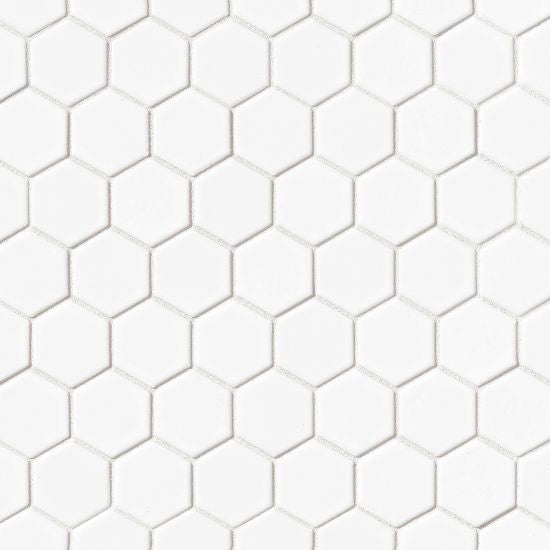 Le Cafe White Porcelain Mosaic - 2" X 2" Hexagon