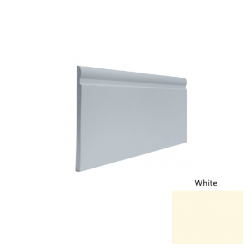 Contours #85 Fashion White Rubber Profiled Wall Base - Satin