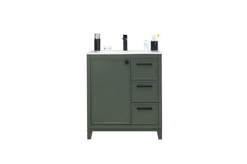 Frame Pine Green Wood Freestanding Single Sink Bathroom Vanity