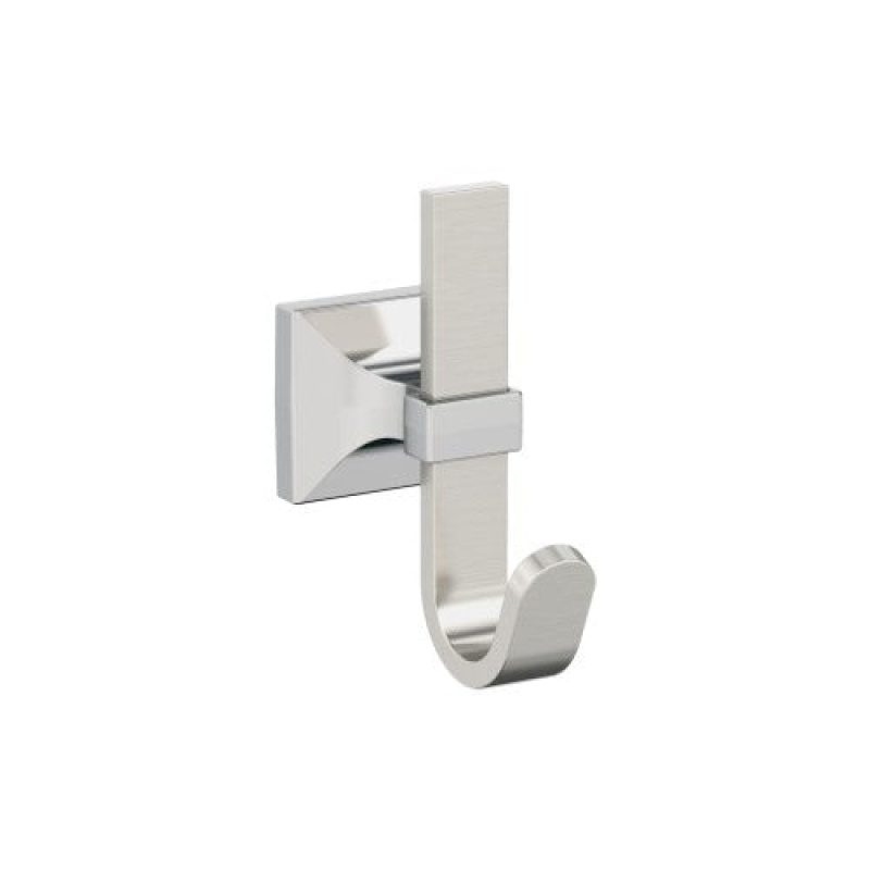 Burbank Zinc Single Prong Decorative Hook - Satin Nickel / Polished Chrome - 3 15/16" (100 Mm) Length