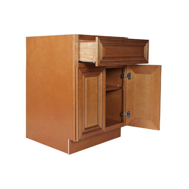 Coffee Glaze Wood Kitchen Base Cabinet