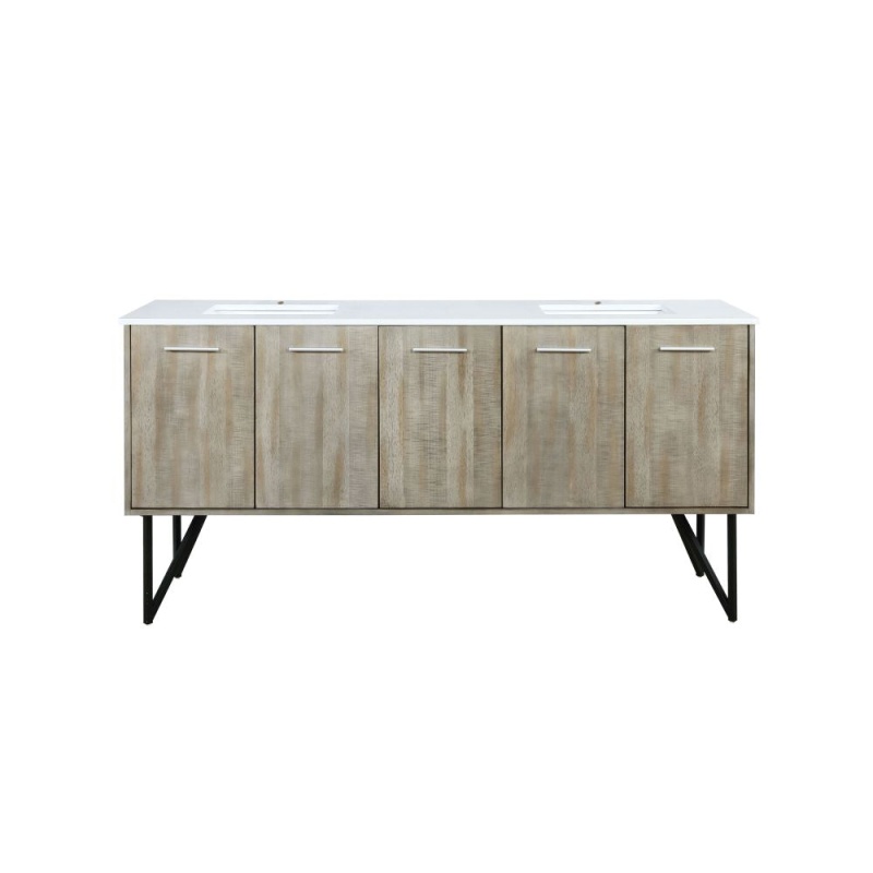 Lancy Rustic Acacia Wood Freestanding Double Sink Bathroom Vanity With Cultured Marble Top - 72" - Rustic Acacia