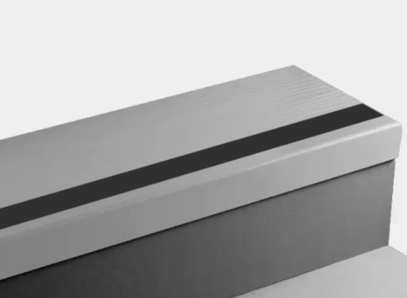 Johnsonite White Bamboo Rubber Angle Fit Stair Tread with 55 Silver Grey Insert