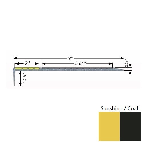 Flexterior Sunshine / Coal Odt 9" Two-Color Metal Stair Tread - 9" x 36" - Aluminum