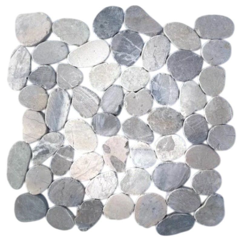 Special Mix Gray Pebble Mosaic - 12" X 12" - Flat