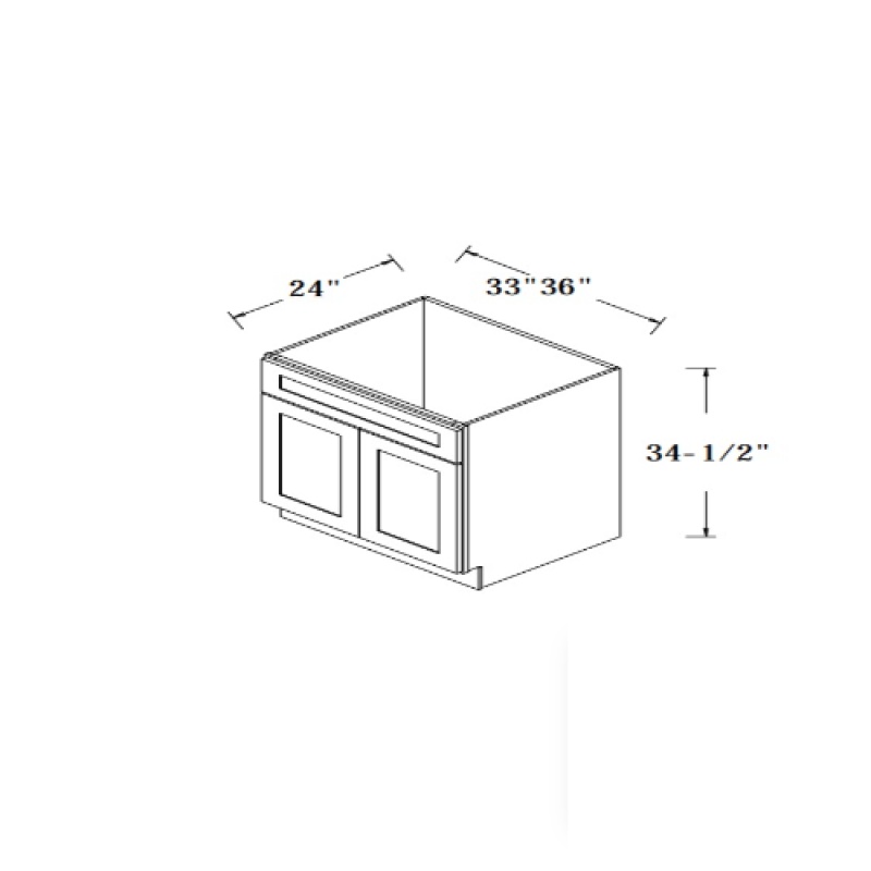 Seamless White Wood Kitchen Sink Base Cabinet
