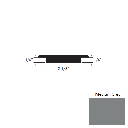 Johnsonite Medium Grey Vinyl Moulding / Trim - 2 1/2" X 12 Ft (144") X 1/4" - 1/4" Wheeled Traffic Transition - Wheeled Traffic Transition