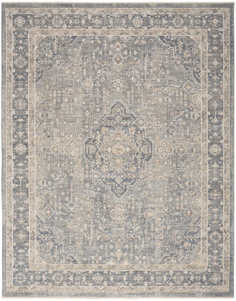 Retreat Blue Polyester Traditional Area Rug