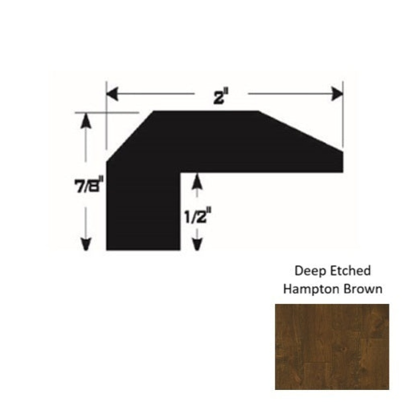 Timberbrushed Gold Deep Etched Hampton Brown Hardwood Moulding / Trim - 2" X 90" Threshold - Urethane & Aluminum Oxide