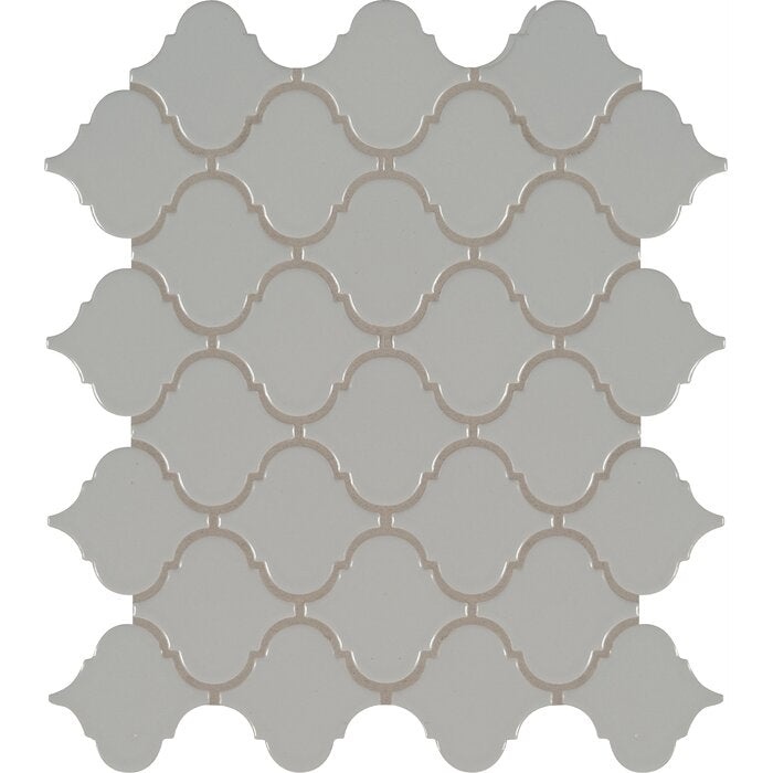 Domino Gray Porcelain Mosaic - 7/8" X 2 7/8" Arabesque - Glossy