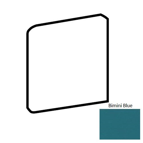 Bright & Matte Bimini Blue Ceramic Wall Trim - 4 1/4" X 4 1/4" Bullnose Outcorner - Matte