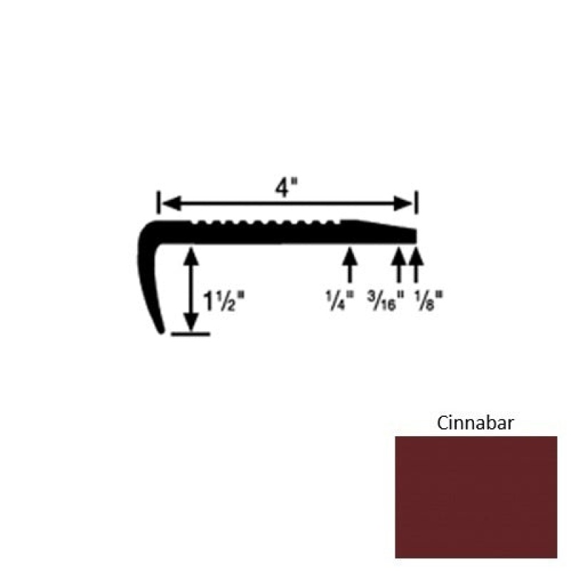 Solid 01 Cinnabar Rubber Commercial Stair Nosing (Sq) - 4" X 9 Ft (108")