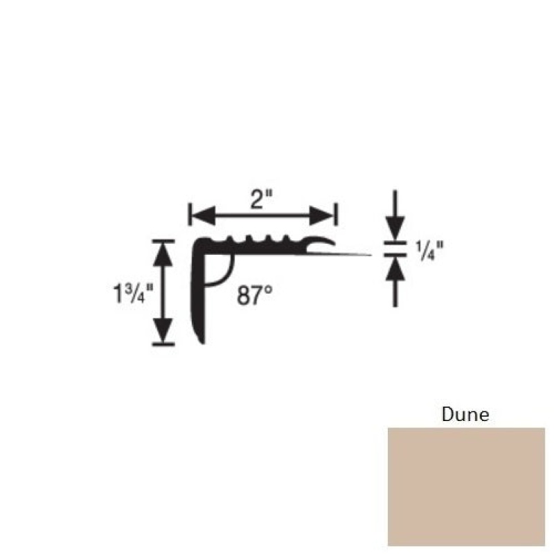 Flextones Dune Vinyl 171 Carpet Stair Nosing - 2" X 12 Ft - Thermoplastic