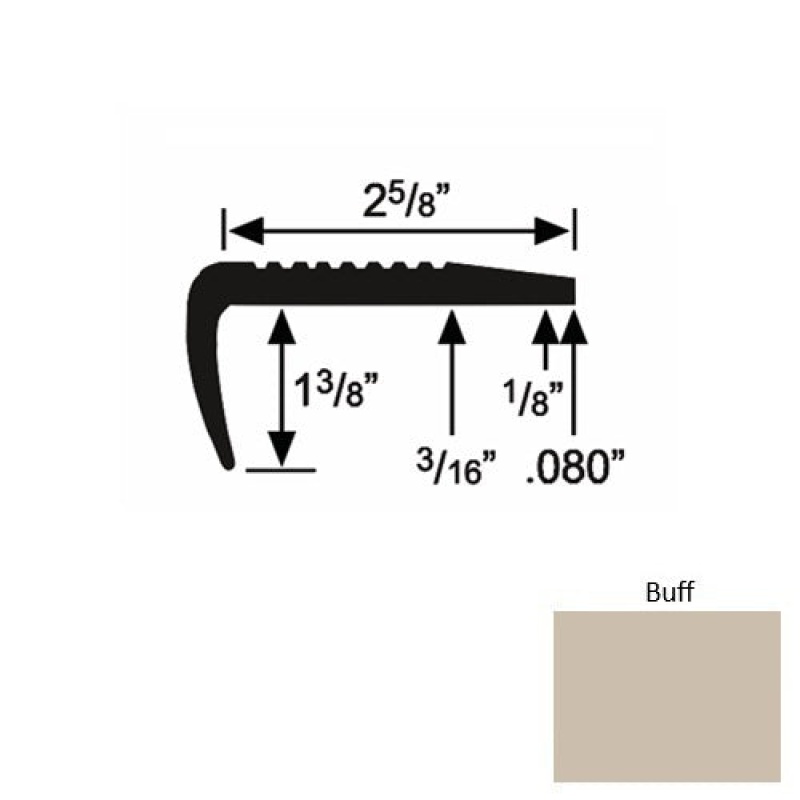 Solid 03 Buff Rubber Residential Stair Nosing (Sq) - 2 5/8" X 9 Ft (108")