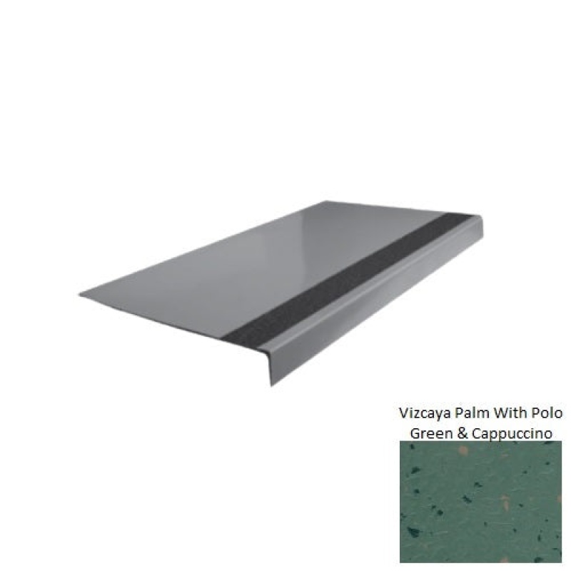 Spextones Vizcaya Palm With Polo Green & Cappuccino Type 170 Distinct Designs Rubber - 12 1/4" X 72" Stair Tread - Smooth
