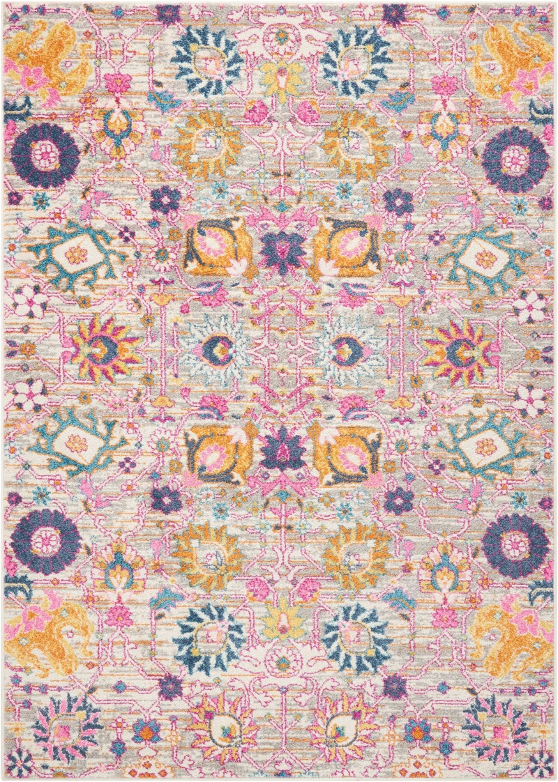 Passion Psn01 Silver Polypropylene Bohemian Area Rug