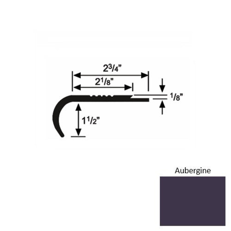 Solid 10 Aubergine Rubber Underlap Stair Nosing (Rd) - 2 3/4" X 9 Ft (108")