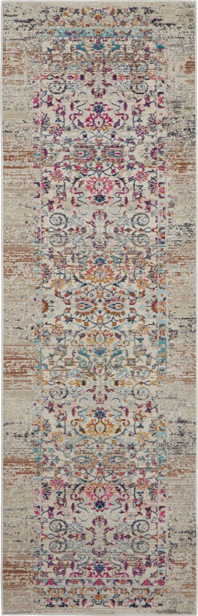 Vintage Kashan Vka02 Ivory Polypropylene 6 Ft Runner