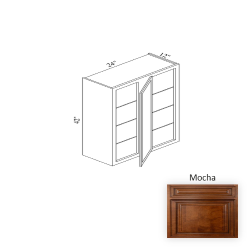 Wbc2442 Mocha Wood Kitchen Corner Blind Base Cabinet - 24" X 42" X 12" (Assembly Required) - Mocha