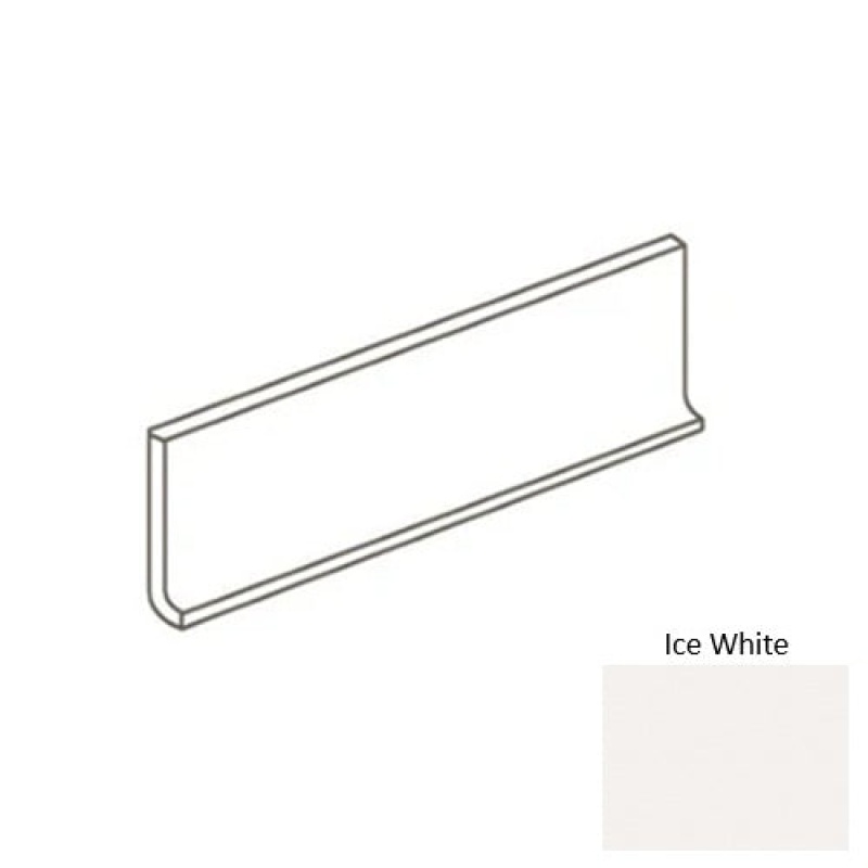 Color Story Wall Ice White Ceramic Wall Trim - 4 1/4" X 12 3/4" Flat Top Cove Base - Glossy