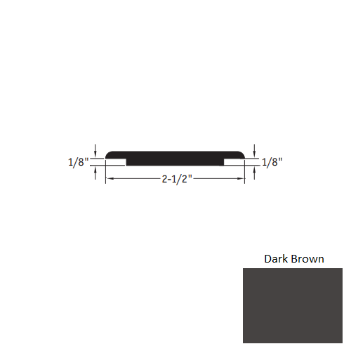 Johnsonite Dark Brown Vinyl Moulding / Trim - 2 1/2" X 12 Ft (144") X 1/8" - 1/8" Wheeled Traffic Transition - Wheeled Traffic Transition