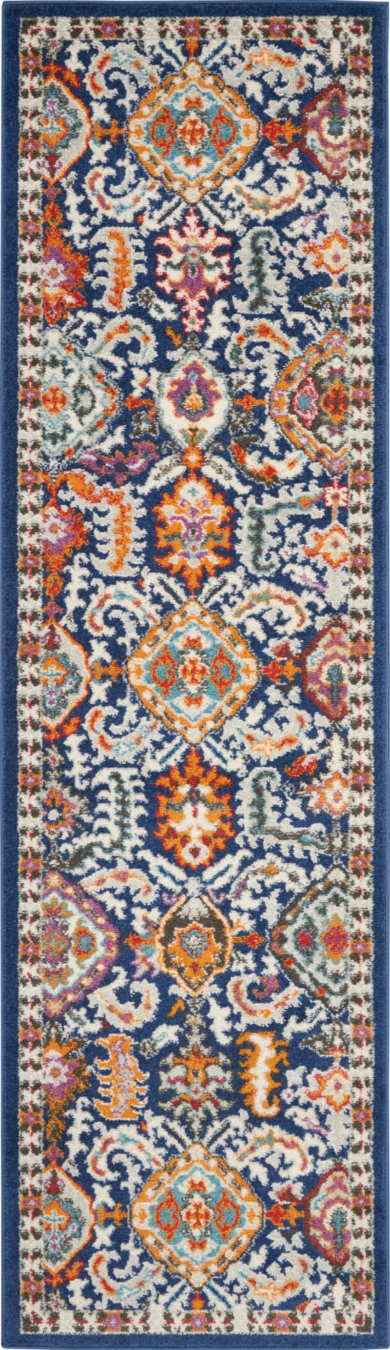 Passion Blue / Multicolor Polypropylene Rustic Area Rug Runner