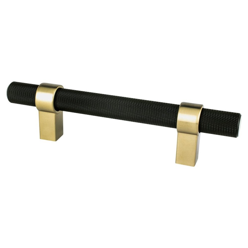 Berenson Radial Reign Aluminum Bar Pulls - Matte Black / Modern Brushed Gold - 3 25/32" (96 Mm) Center To Center