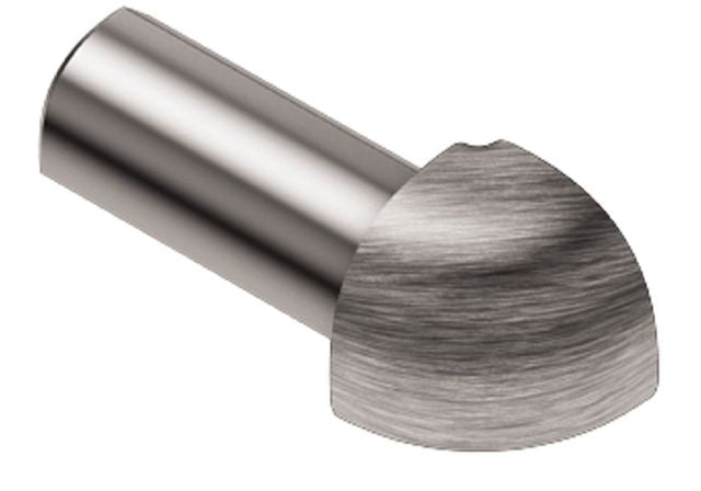 Rondec 90 Degree Outside Corner Metal Tile Edging Trim - Brushed Chrome Anodized Aluminum