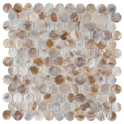 Conchella Natural Shellstone Mosaic - Penny Round - Glossy