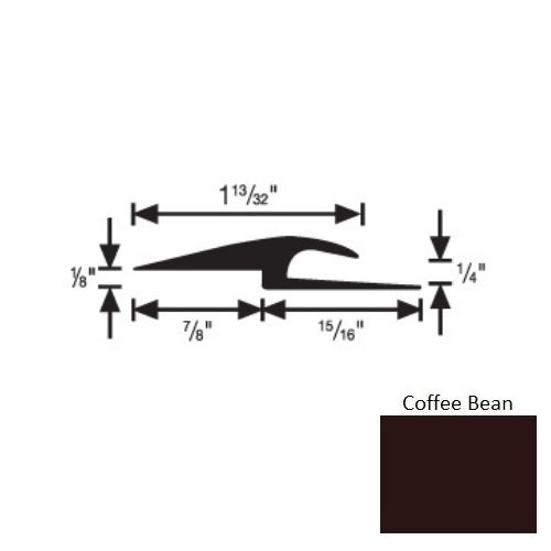 Flextones Coffee Bean Vinyl 167 Tile And Carpet Joiner - 1/4" X 12 Ft - Thermoplastic