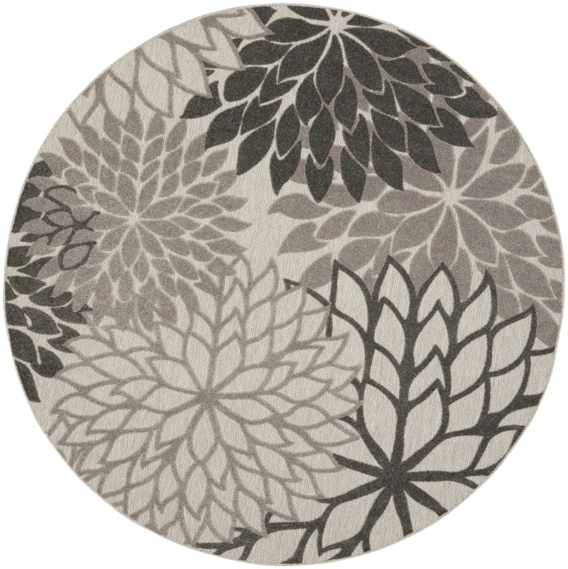 Aloha Alh05 Silver Grey Polypropylene Tropical Area Rug