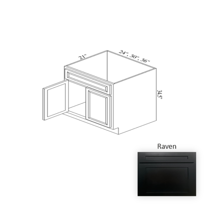 Raven Wood Bathroom Vanity Drawer Base 36"