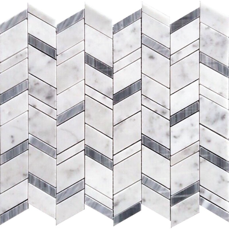 Seattle Bardiglio Nuvolato / Bianco Carrara Marble Mosaic