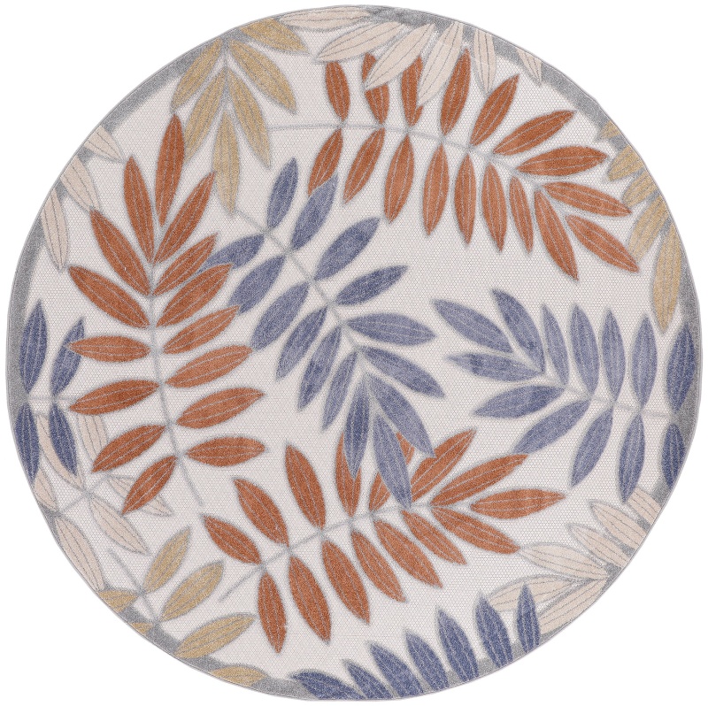 Aloha Blue Mocha Polypropylene Outdoor Area Rug