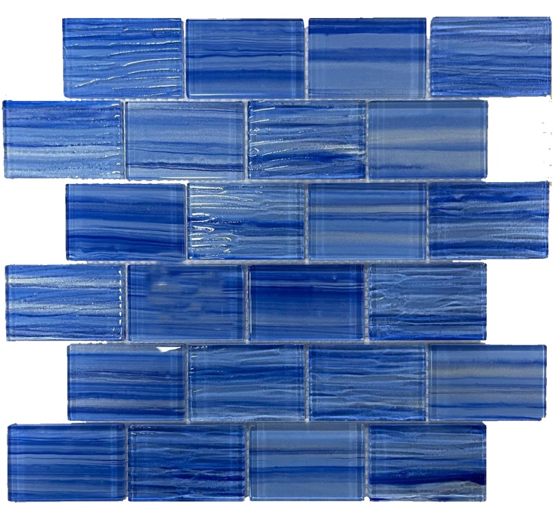 Stunning Blue Glass Mosaic - 2" X 3" Brick - Polished