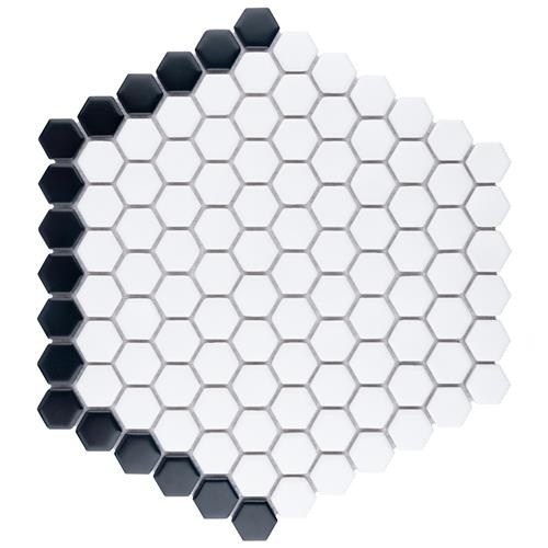Metro Geo White With Black Edge Porcelain Mosaic