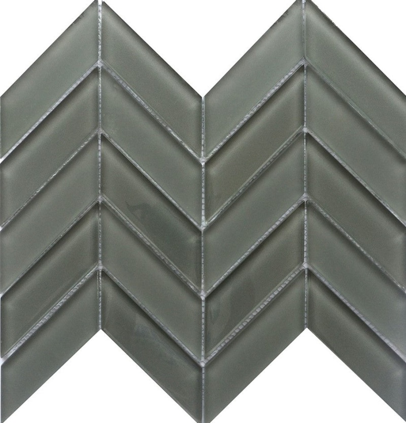 Edge Pewter Glass Mosaic - Chevron - Glossy